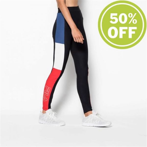 Fila Honor Women's Leggings - Black/Red/White/Blue,NZ 86-57029